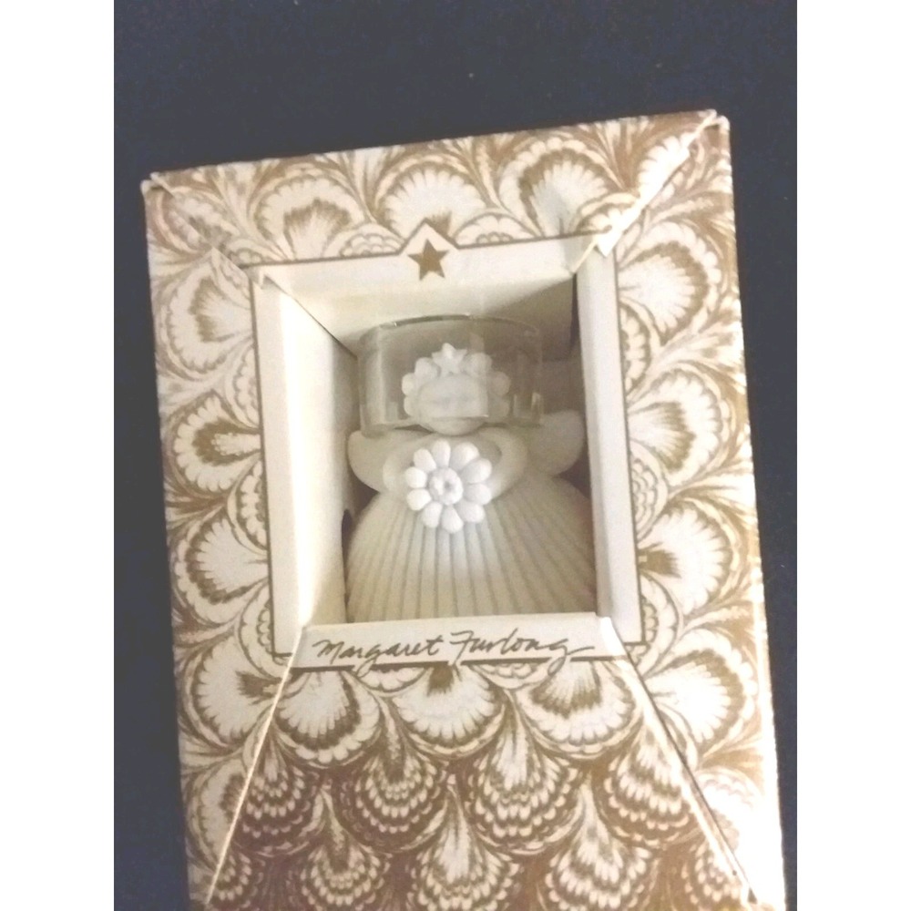 VTG 1993 MARGARET FURLONG Ornament Bisque Angel Shell Flower 2.5" Figurine